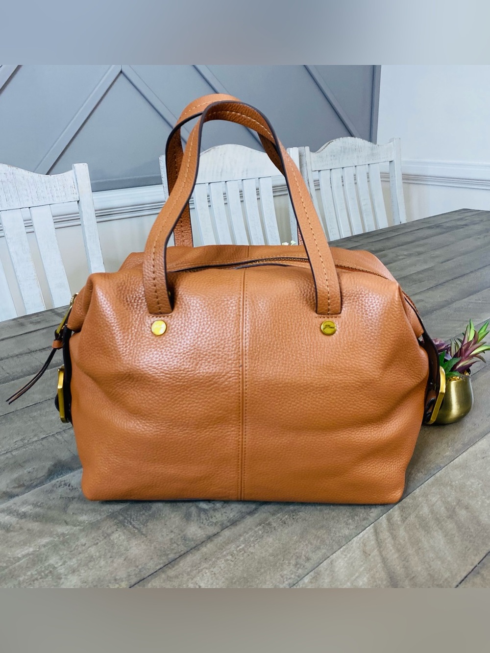 J. Crew Cognac Brown Leather Satchel - Picture 4 of 12